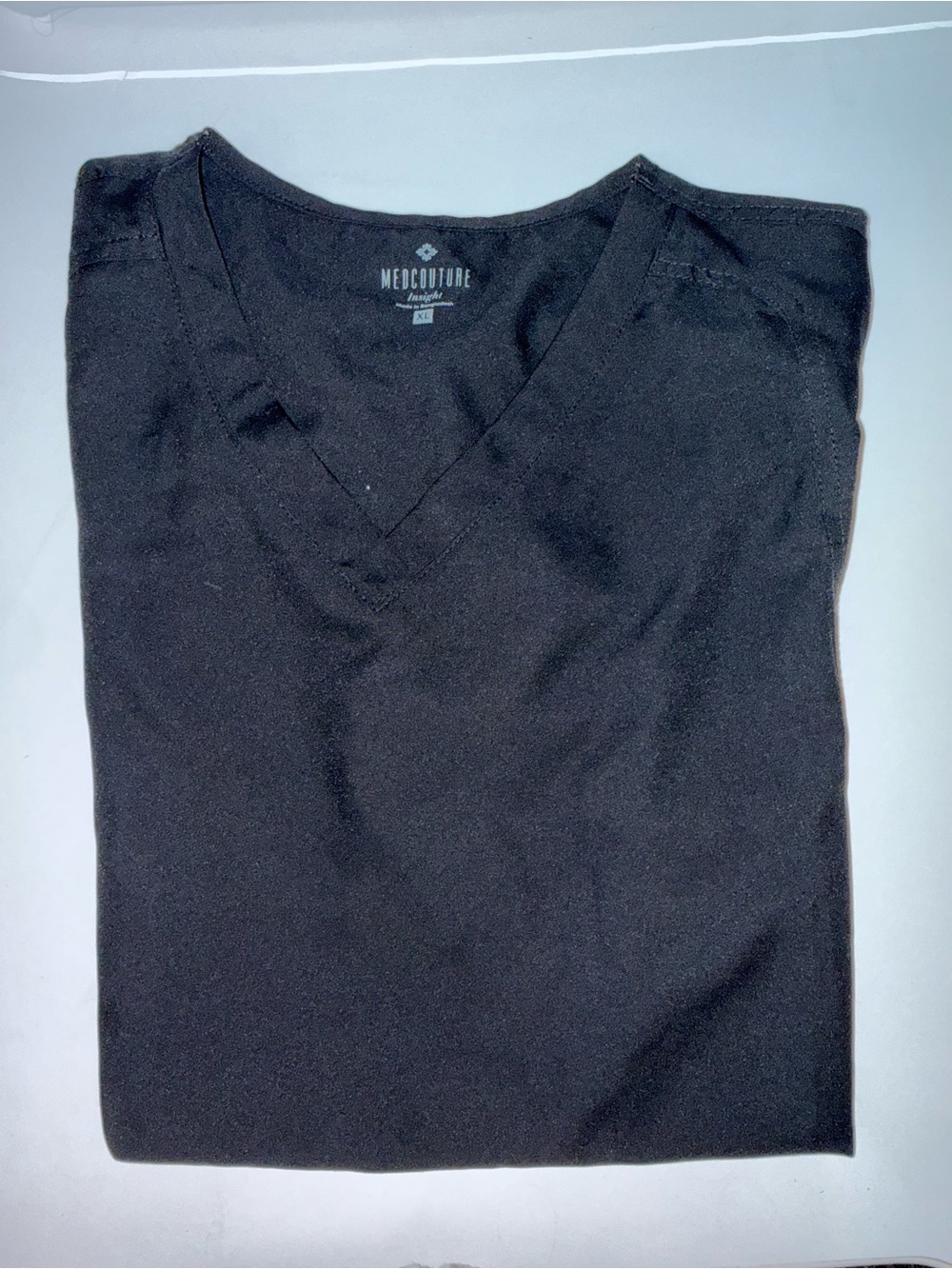 Med Couture Black V-Neck Medical Scrub Top